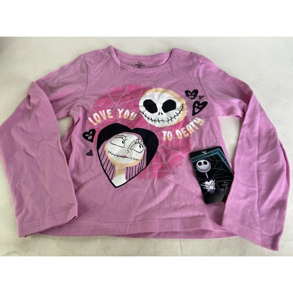 Disney Nightmare Before Christmas Jack Sally Long Sleeve T-Shirt Girls Size 5